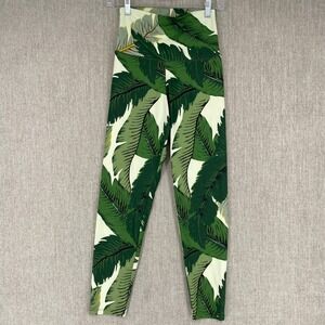 BEACH RIOT Sport Women Large High‎ Waist Green Palm Leaf Print Leggings Yoga